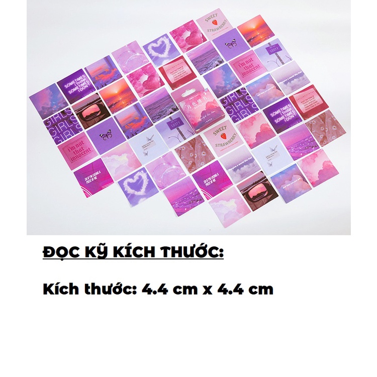 Hộp 46 Sticker bầu trời hồng trang trí sổ tay bullet journal