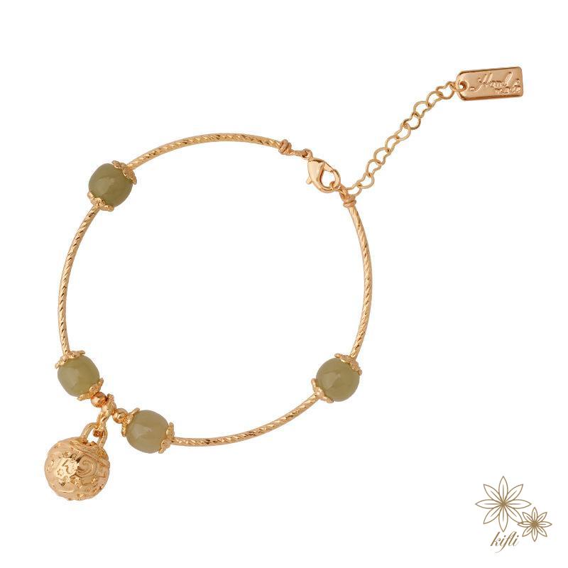 【kifli】Vòng Tay Chuỗi Hạt Mạ Vàng Đính Chuông Hợp Kim Thời Trang Cho Nữ