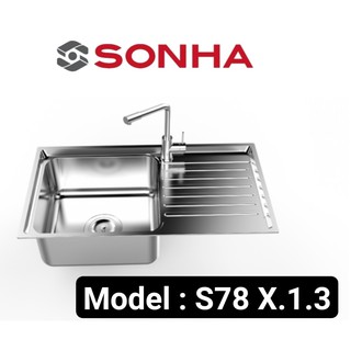Chậu rửa inox cao cấp sơn hà s78 ss 304 -1 hố 1 bàn