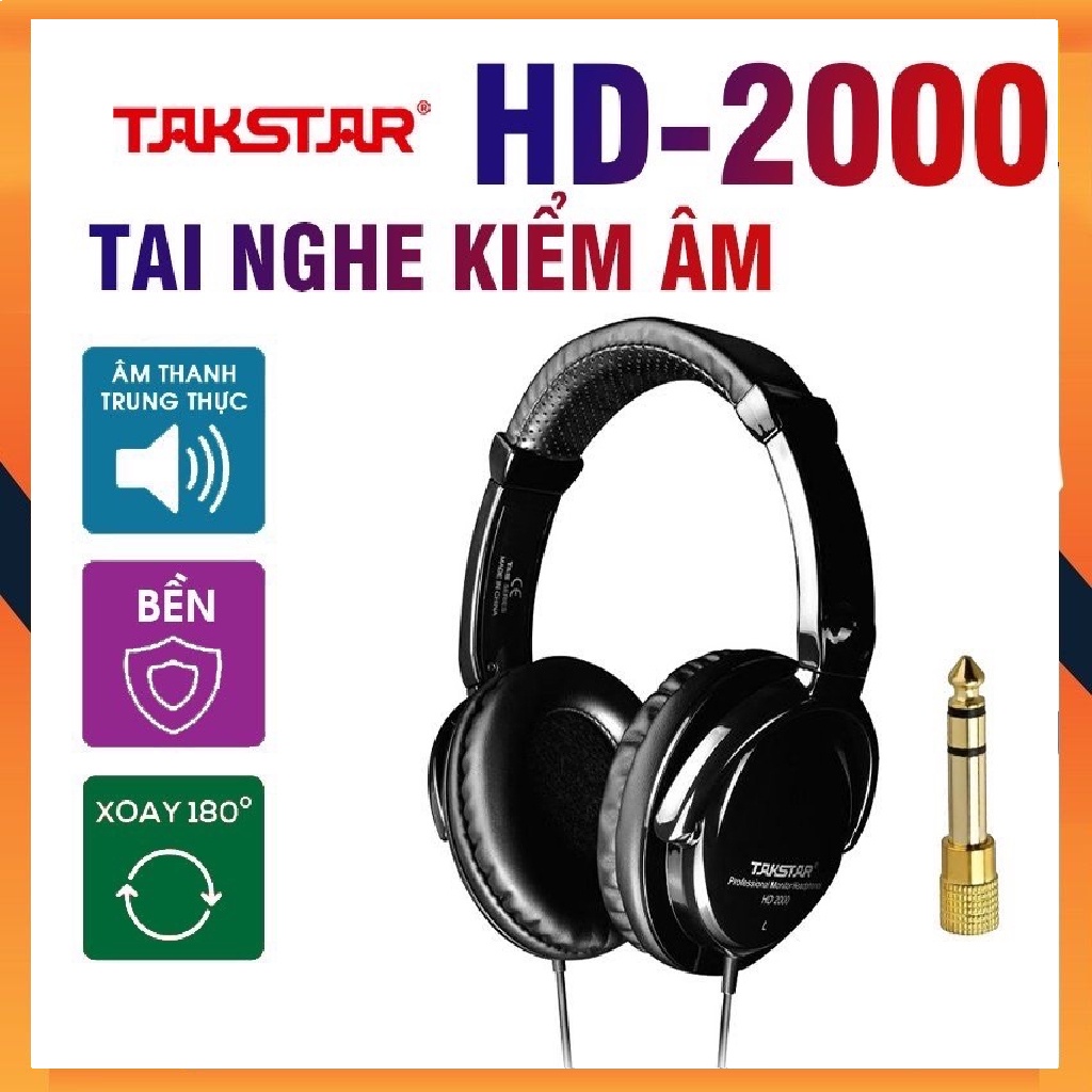 Tai Nghe Kiểm Âm TAKSTAR HD2000 Tai Nghe Chụp Tai, Âm Thanh Sống Động Trung Thực, chơi game Bảo Hành 12 Tháng
