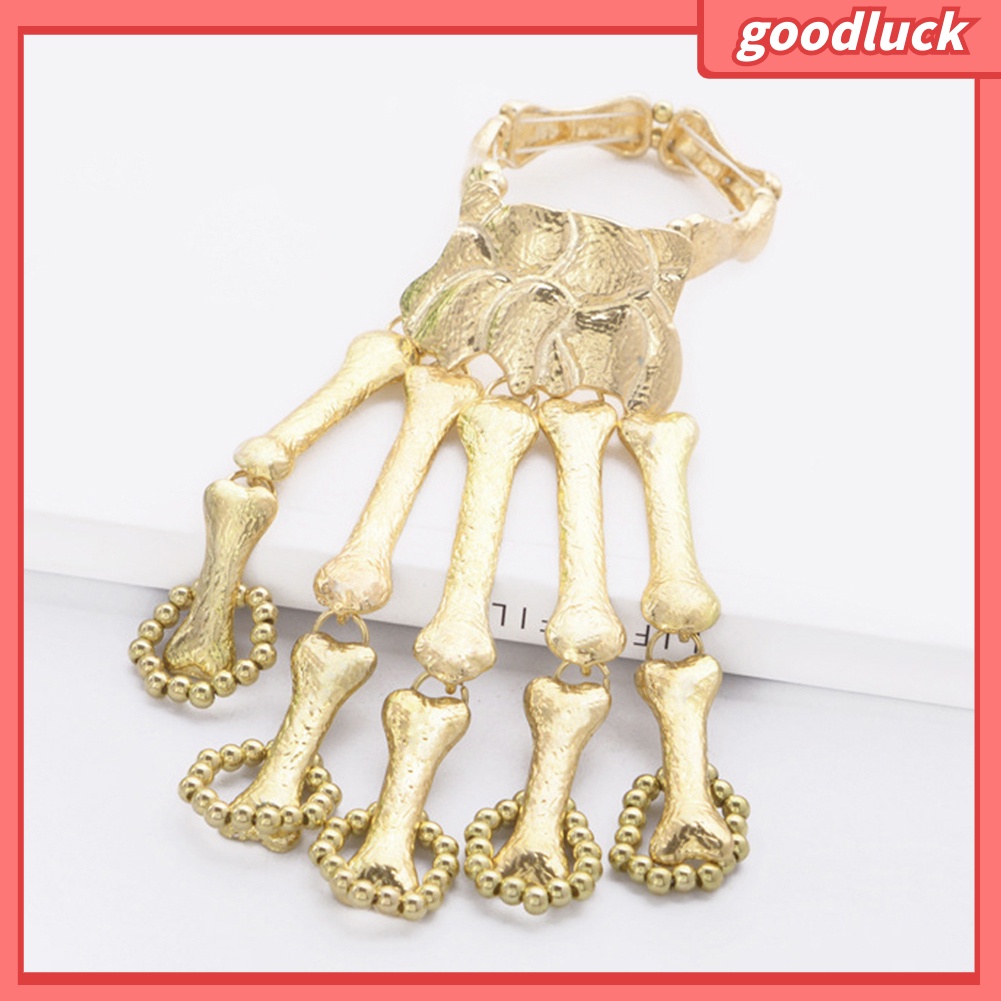 Vòng Tay Kiêm Nhẫn Hình Xương Bàn Tay Phong Cách Gothic Punk