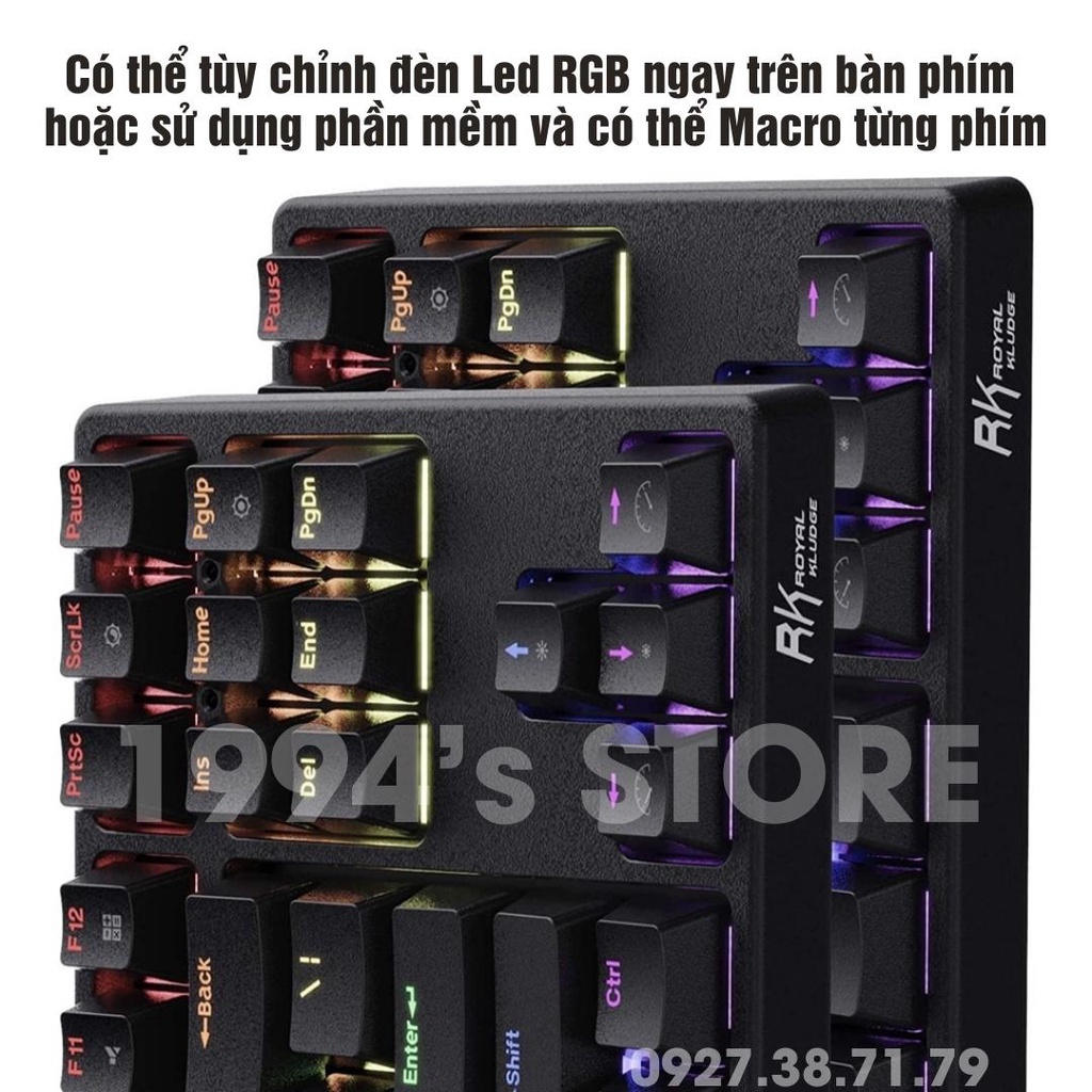 [Led RGB - HOTSWAP]  Bàn Phím Cơ Không Dây Royal Kludge RK987 Version 4 Wireless 2.4G + Bluetooth 5.1 + Có dây Type C