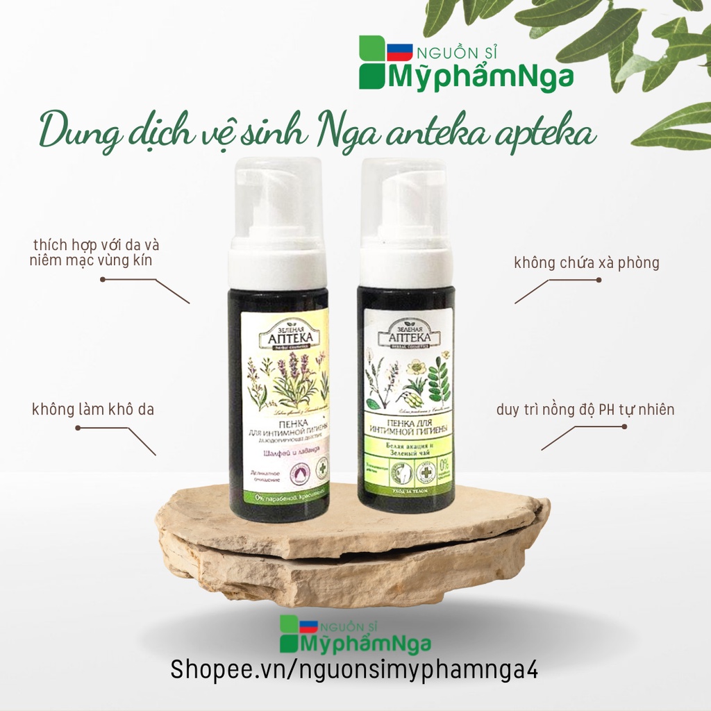 Dung dịch vệ sinh phụ nữ Nga Green Pharmacy dạng bọt - Dung dịch vệ sinh Nga anteka apteka