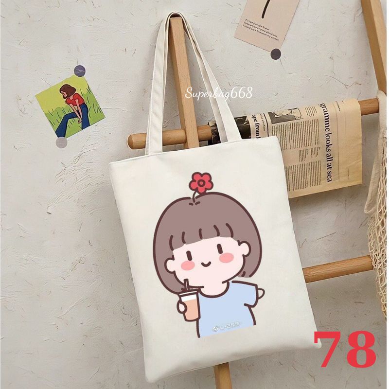 Túi tote túi vải canvas Hàn Quốc đựng vừa A4 laptop đi chơi đi học Superbag668 HQ215