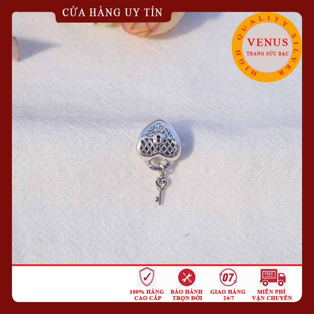 [Charm bạc 925 cao cấp] Charm treo tim chìa khóa- Mã sản phẩm VENUSTKT