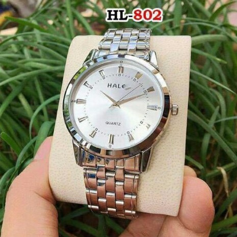 Đồng hồ nam nữ Halei 502 mạ màu bạc cao cấp không gỉ, chống nước, chống xước.