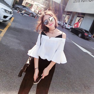 Áo sơ mi voan trễ vai