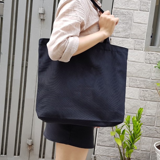 Túi tote trơn, vải canvas, vải bố, đi học, đi chơi thời trang COVI màu trắng, mộc, đen T3