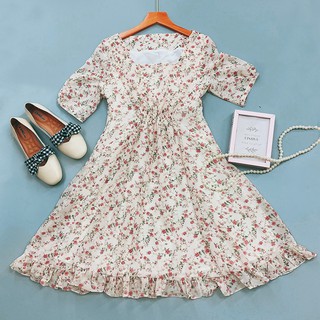 Váy hoa nhí,váy cổ vuông Vintage (hàng sẵn/ảnh thật) (1)
