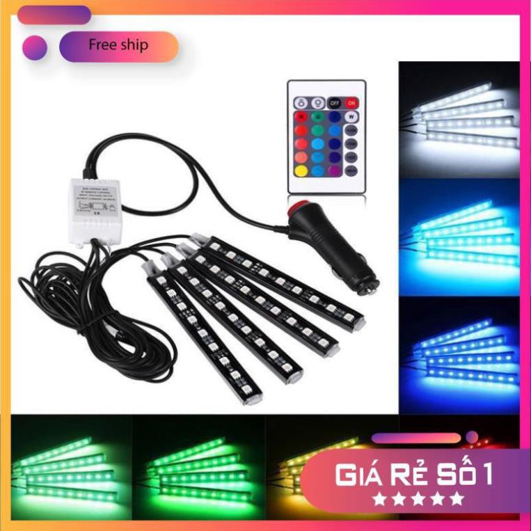 ⚡️GIÁ TỐT⚡️ Bộ Đèn Led Cảm Biến Mạch_Trang Trí Gầm Ghế, Gầm Taplo, Chân Thắng _ Có Điều Khiển Đổi 8 Màu Cao Cấp