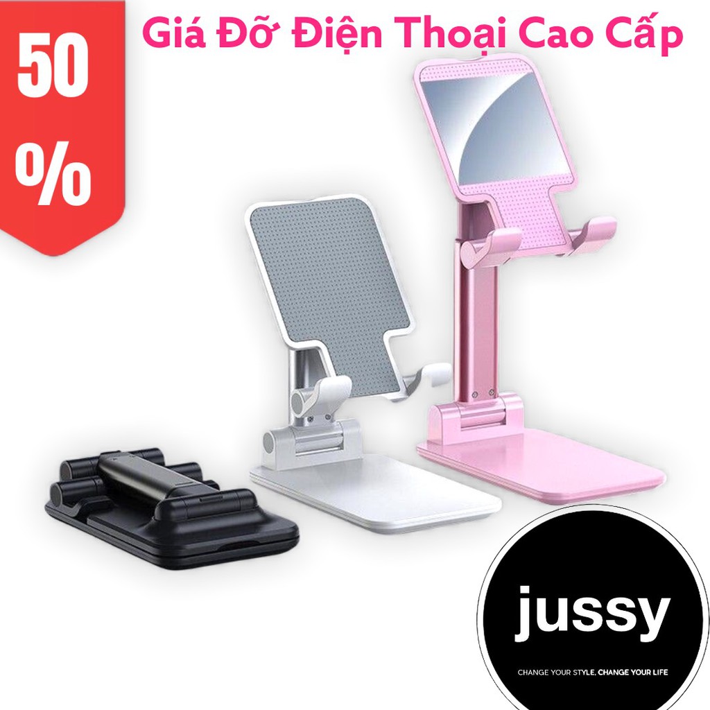 Giá Đỡ Điện Thoại Jussy Loại Vuông, Góc Xoay Linh Hoạt, Khung Gấp Gọn Chắc Chắn Khi Để Điện Thoại iPhone Ipad Samsung