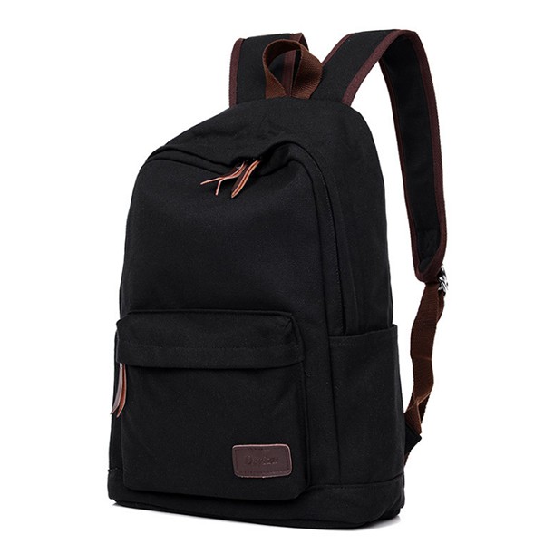 Balo vải bố canvas trơn đen basic đi học đi chơi nam nữ bền đẹp thời trang