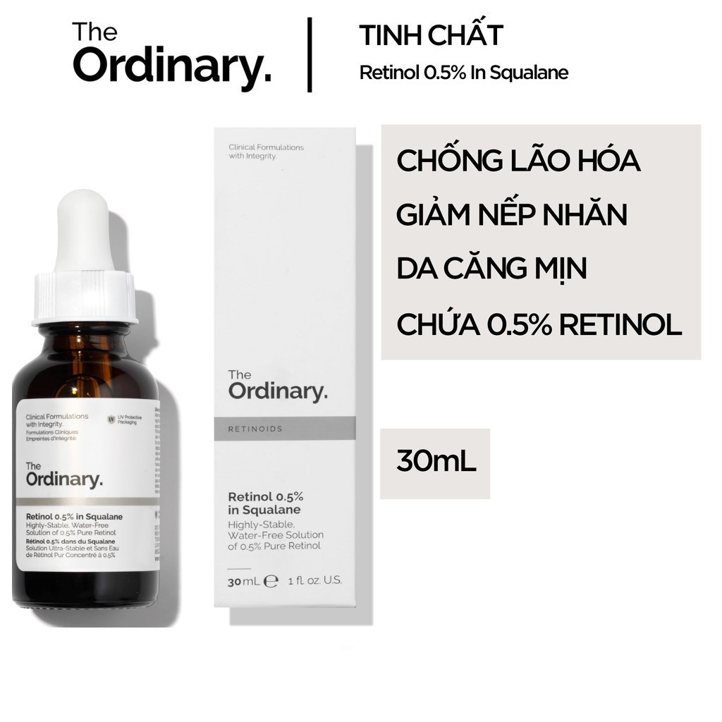 The Ordinary Retinol 0.5% In Squalane Tinh chất Retinoids hạn chế lão hóa, làm mờ, giảm thâm mụn 30ml