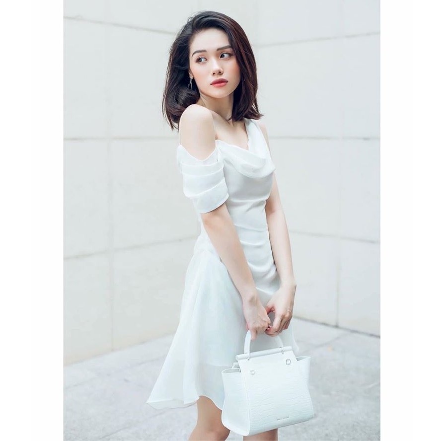 Đầm dự tiệc lệch vai siêu xinh chất voan lụa siêu mềm | BigBuy360 - bigbuy360.vn