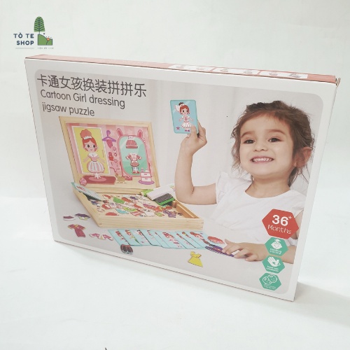Xếp hình nam châm chủ đề công chúa , lắp ráp trang phục công chúa Girl Dressing kèm bảng đen và phấn , bút dạ MWZ-2062