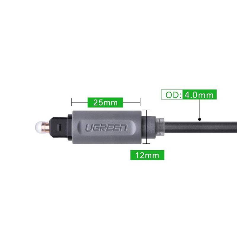 Dây cáp âm thanh quang học UGREEN 10771 3 mét - Cáp audio quang optical SPDIF toslink  3 mét cho TV box Smart TV Loa