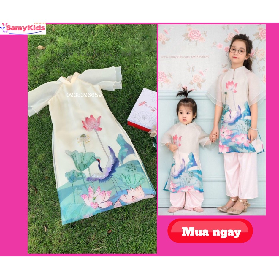Áo dài cách tân cho bé gái. Hàng thiết kế riêng đẹp từ chất vải tới họa tiết và từng đường may các mẹ nhé