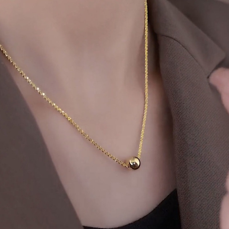 Dây Chuyền Dây Lấp Lánh Mặt Trái Châu Titan Ko Đen TT 4367