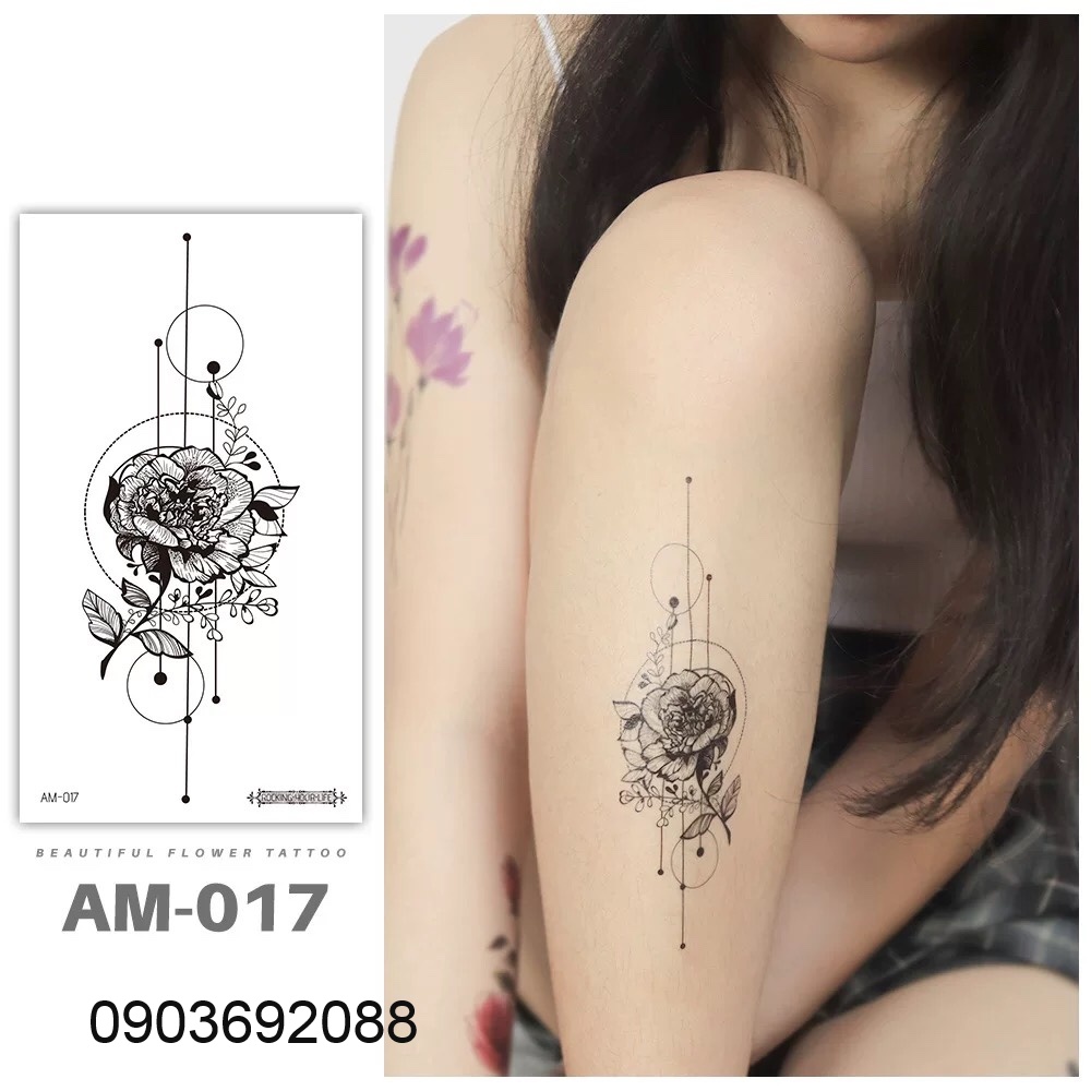 Hình xăm dán - tattoo sticker hoa văn đẹp 19 x 9cm