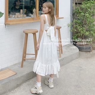 Váy hai dây buộc nơ sau