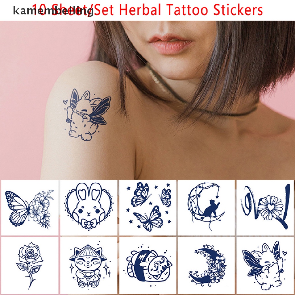 Set 10 Tấm Hình Xăm Dán Bán Vĩnh Viễn Họa Tiết Hoa Xinh Xắn