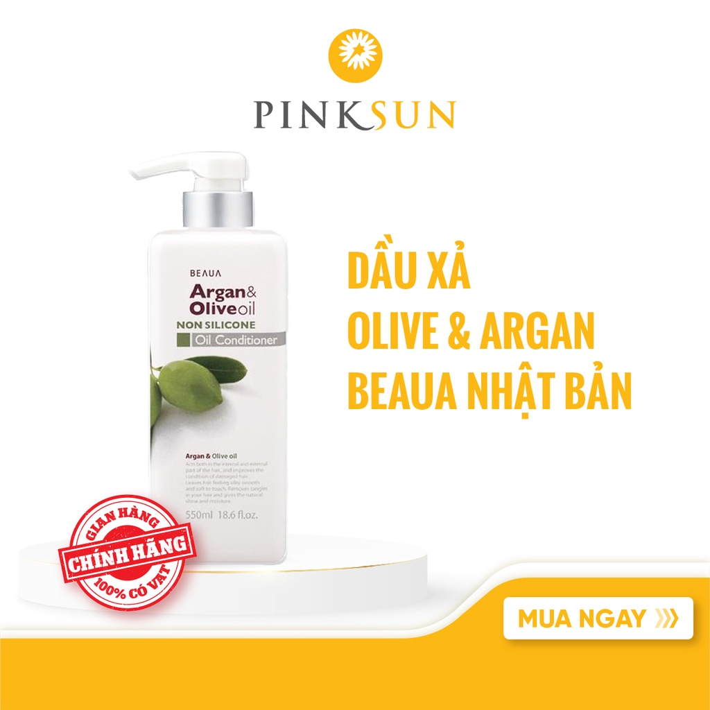 Dầu Xả Chiết Xuất Dầu Olive &amp; Argan Beaua Nhật Bản Giúp Tóc Suôn Mượt, Tóc Nhanh Mọc (chai 550ml)