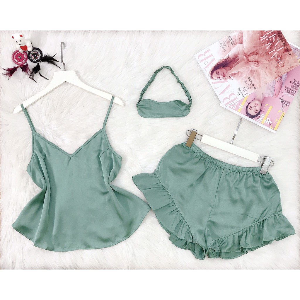 [FREESHIP 50K] [GIÁ SỐC] BỘ NGỦ 2 DÂY LỤA SATIN NHISTORE QUẦN LAI  BÈO  TẶNG  KÈM BỊT MẮT ĐÁNG YÊU FREESIZE DƯỚI 60KG | BigBuy360 - bigbuy360.vn