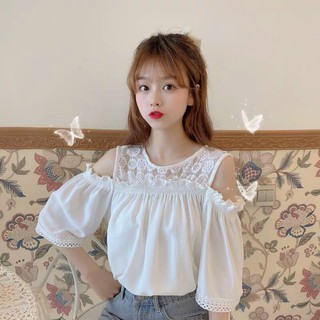 Áo Voan Kiểu Trễ Vai Tay Lỡ  Hot Trend Hàn Quốc Dễ Thương TTSA0774