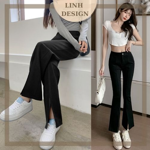 Quần ống loe nữ xẻ ống hàng CAO CẤP, vải SIÊU ĐẸP kéo chân dài miên man, hack dáng ✨ Quần công sở nữ ống loe có BIGSIZE