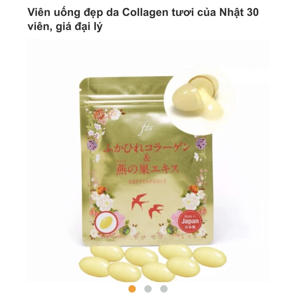Viên uống đẹp da chống lão hóa Collagen tươi chiết xuất tổ yến Nhật Bản - Gói 30 viên