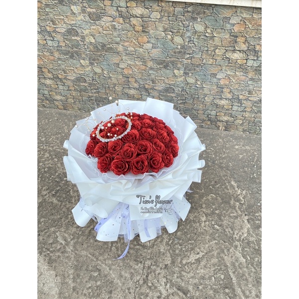 Quà tặng, bó hoa nhũ 30 bông hình thật shop tự chụp