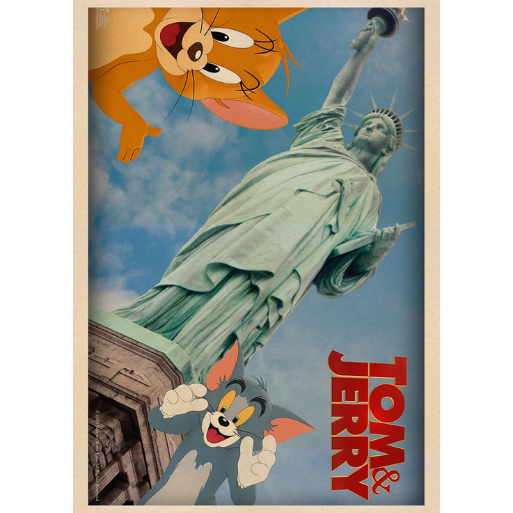 Sticker tom Và jerry Dán Tường Trang Trí Phong Cách Cổ Điển