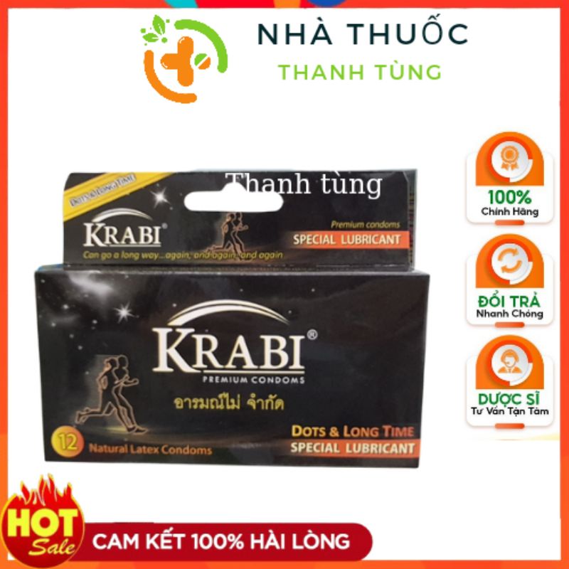 Bao cao su Krabi thái lan - Bcs gân gai siêu mỏng , kéo dài thời gian bôi trơn hộp 12 chiếc đủ màu, Đủ loại_NTTT