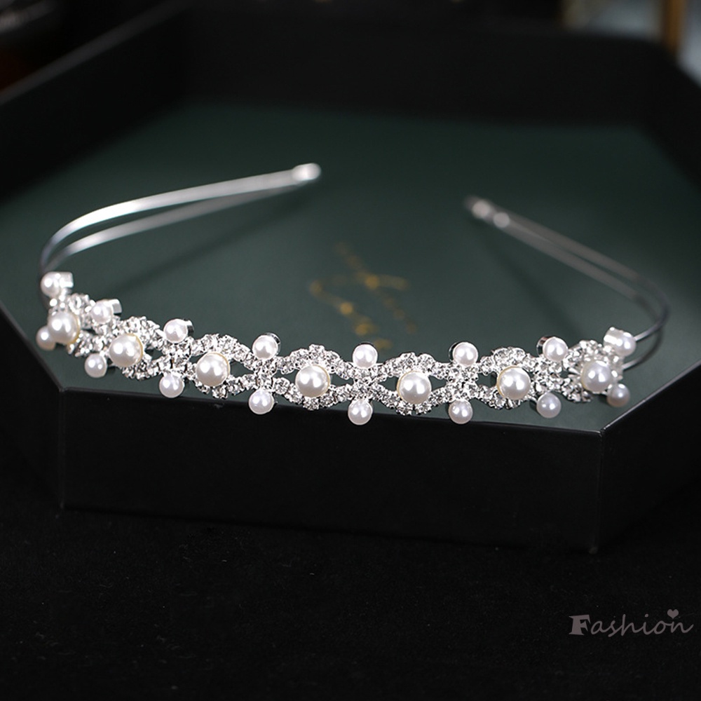 Băng Đô Cài Tóc Đính Đá Ngọc Trai Thanh Lịch Cho Cô Dâu