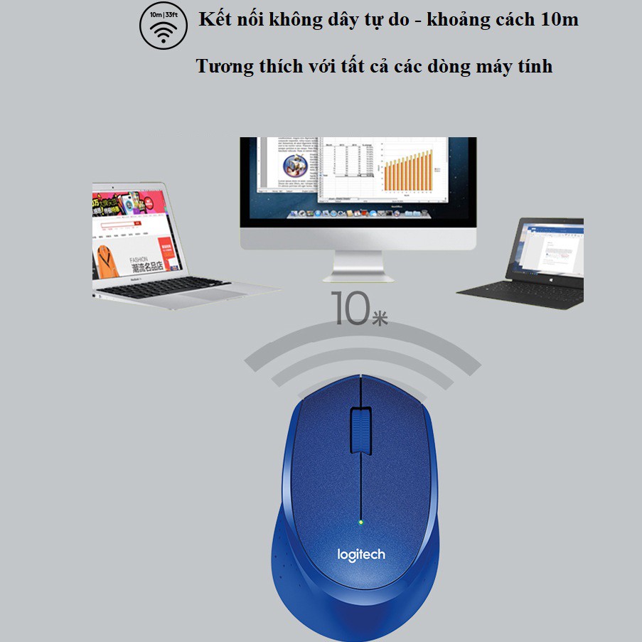 Chuột không dây logitech m330 không tiếng ồn (tặng bàn di chuột cao cấp)
