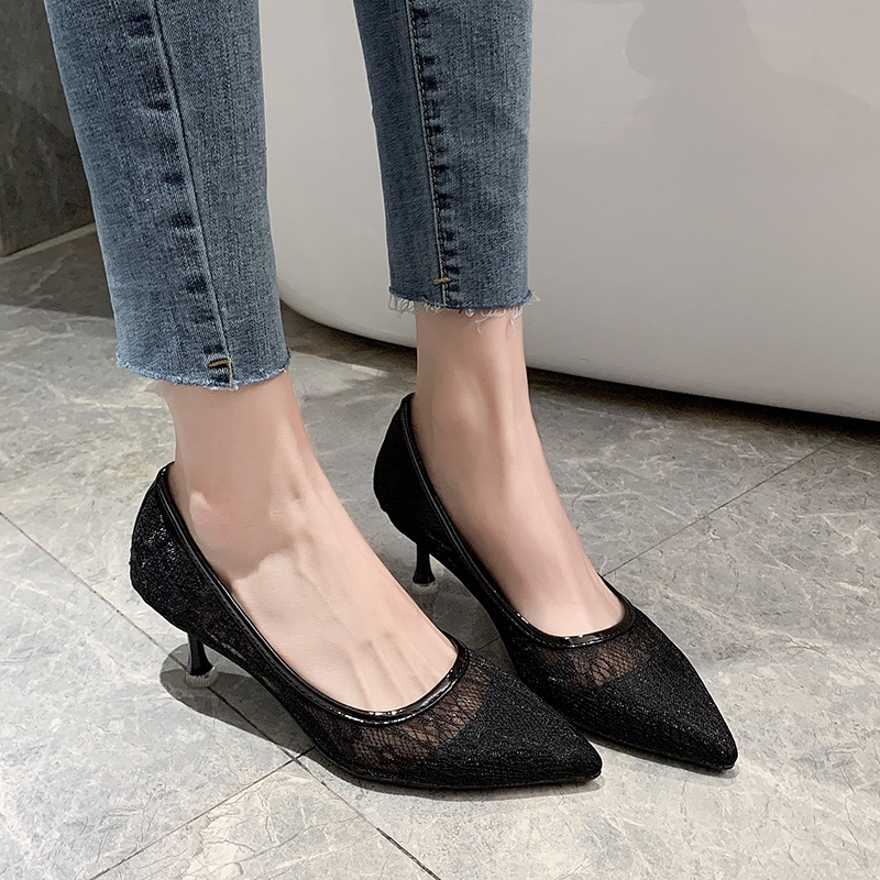 Giày Cao Gót Mũi Nhọn Màu Trơn Phong Cách Thanh Lịch Cho Nữ