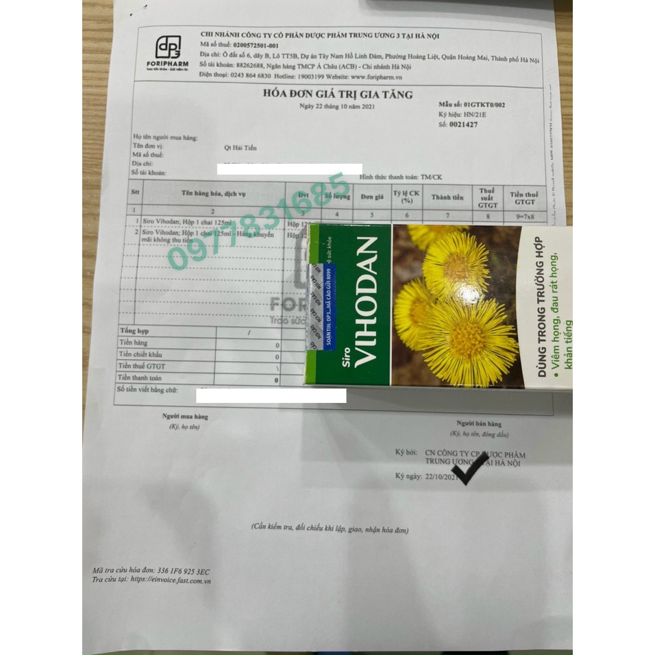 Siro Vihodan Tw3 hỗ trợ bổ phế giảm ho và đau rát họng chai 125ml