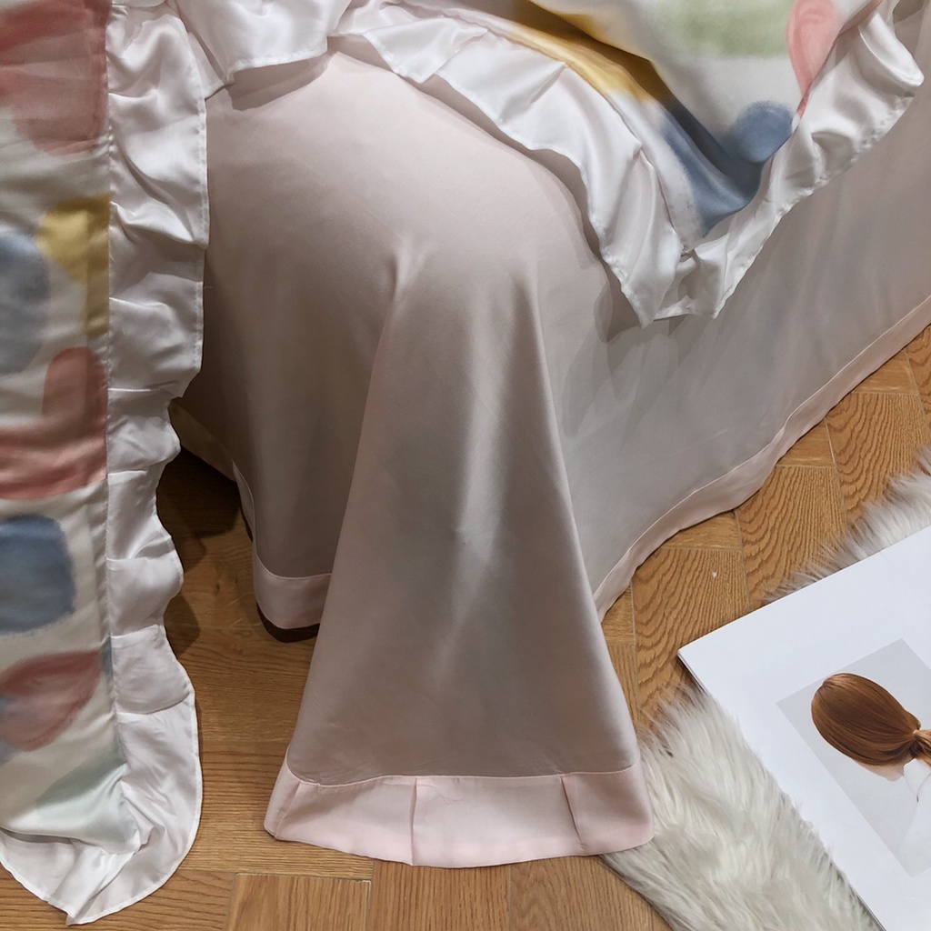 Bộ chăn ga gối cao cấp 100%Tencel 100s Loving Heart 2022SS phối bèo Korea, Chất liệu siêu mềm mát mịn