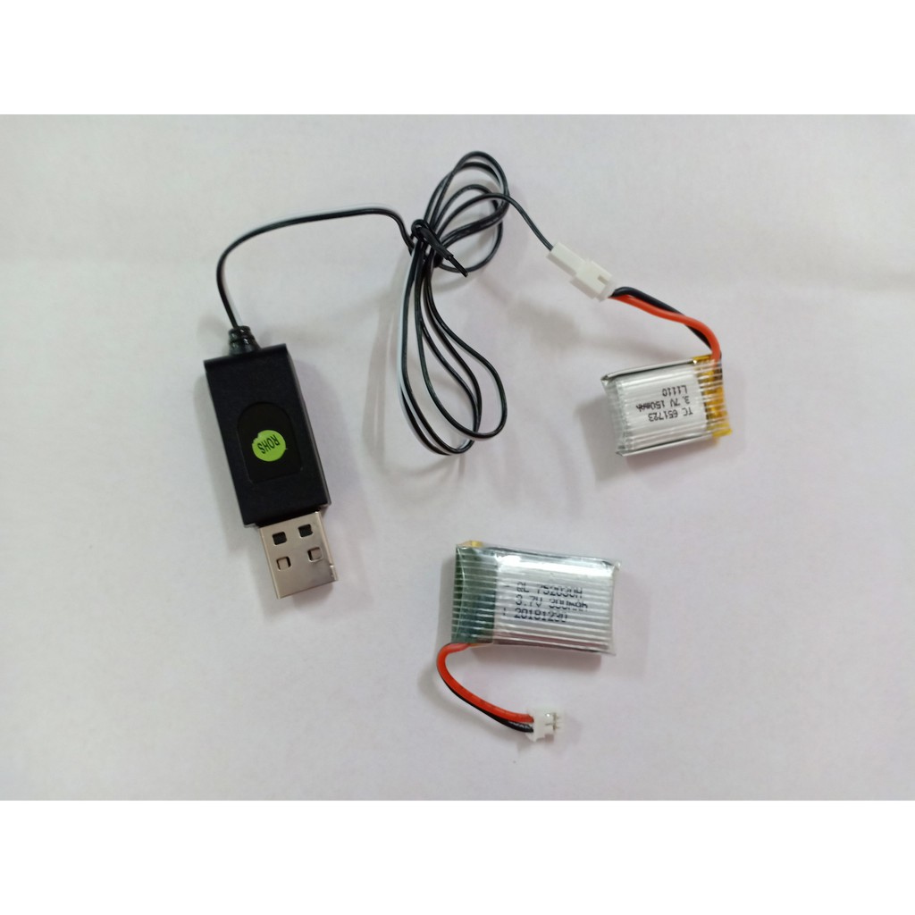 Pin sạc 3.7v 150mah chân dăm trắng vuông to cho  đĩa bay mini