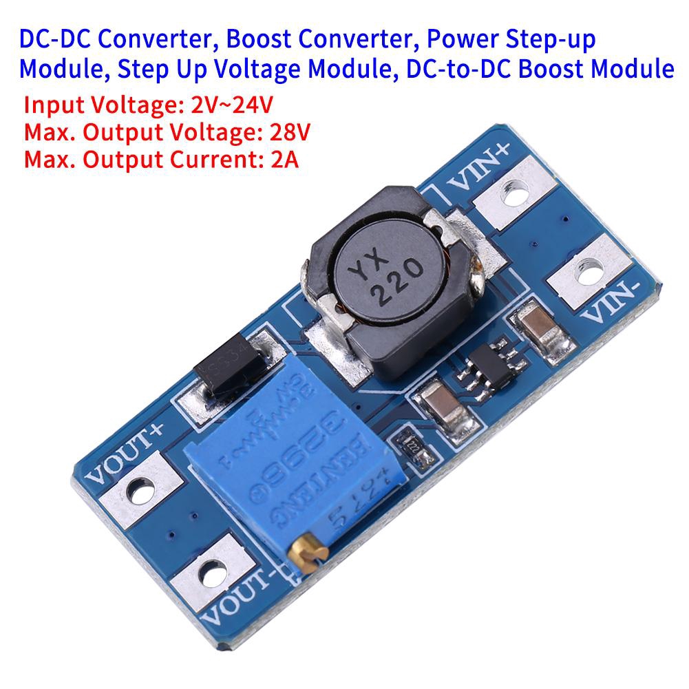 Dajrrhd MT3608 DC-DC Điện áp tăng cường có thể điều chỉnh Bộ chuyển đổi tăng cường Mô-đun cấp nguồn 2A