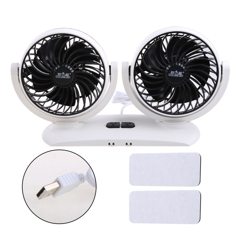 Quạt 3 Bánh Răng Hai Đầu USB 5V Xoay 360 Độ Thông Dụng Cho Xe Hơi