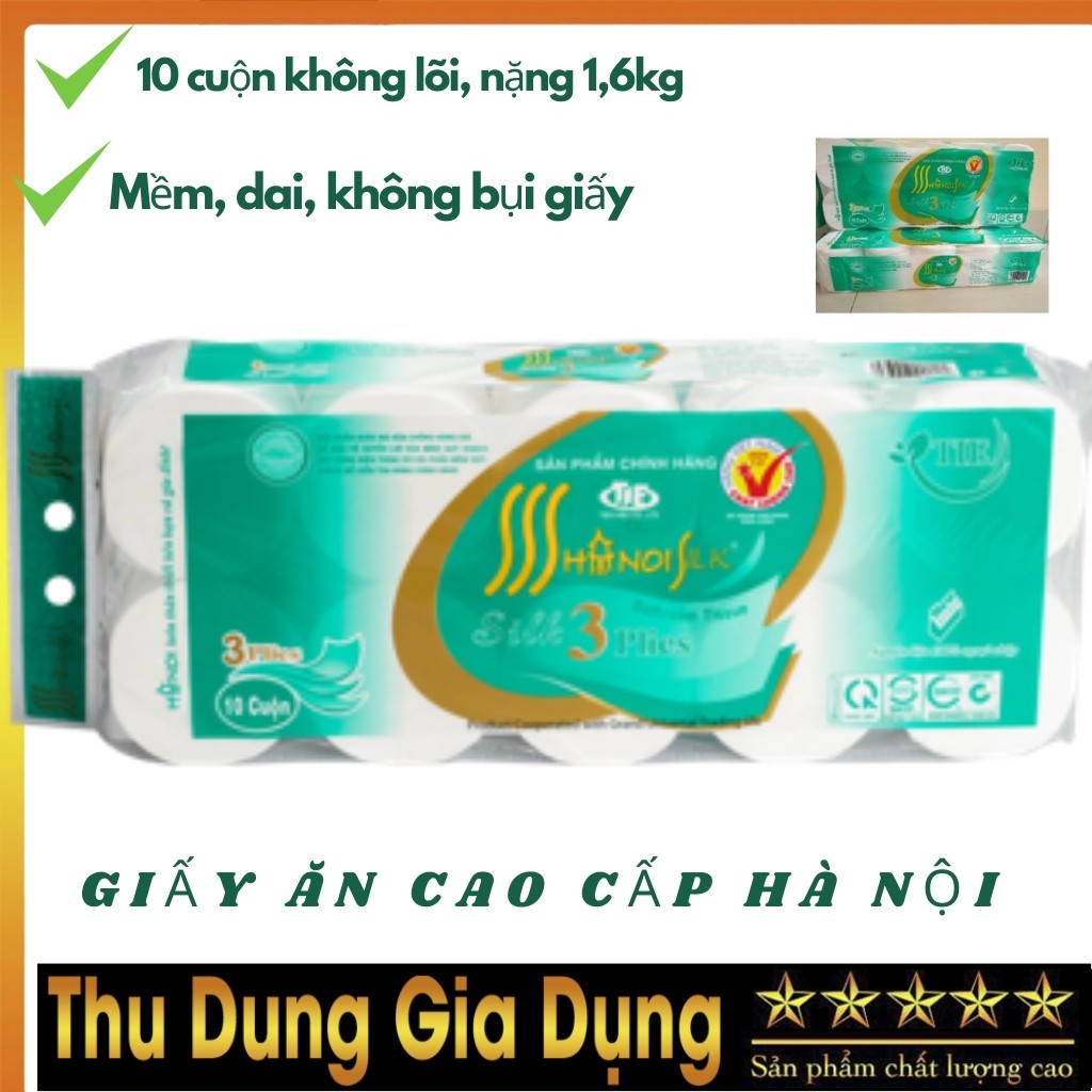 Giấy Vệ Sinh Hà Nội Không Lõi 3 Lớp Nặng 1,6kg Siêu Mềm, Dai Không Bụi Giấy Dùng Bền