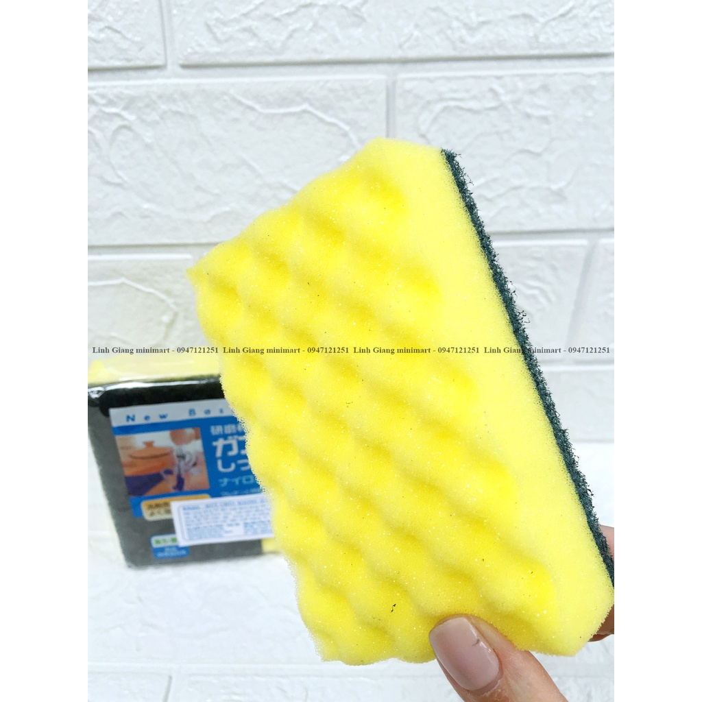 2 Mút rửa bát Nhật Mút rửa bát 2 lớp của Nhật có miếng chà xanh Hàng chính hãng