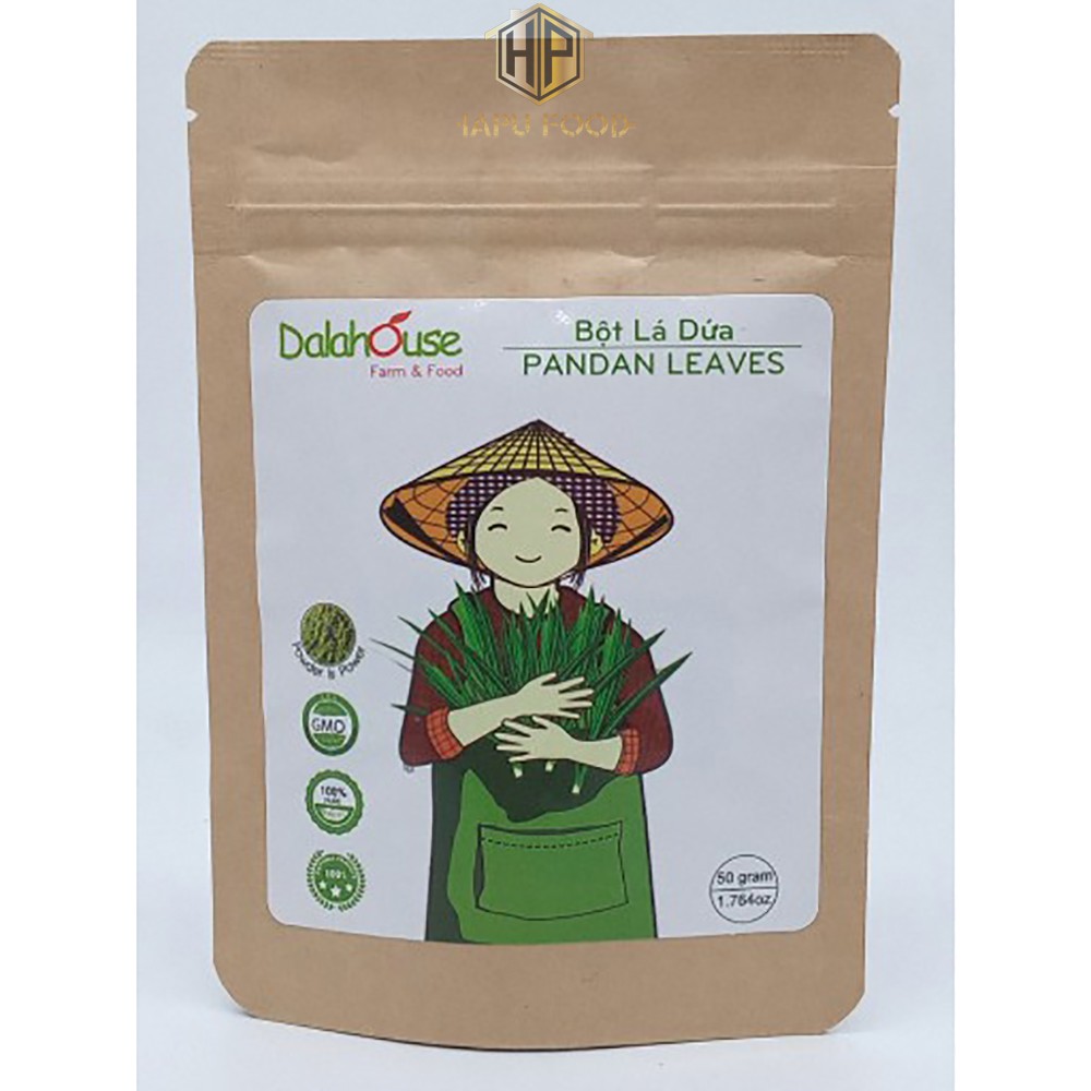 Bột lá dứa nếp nguyên chất Dalahouse (50g) - Bột tạo màu, mùi tự nhiên