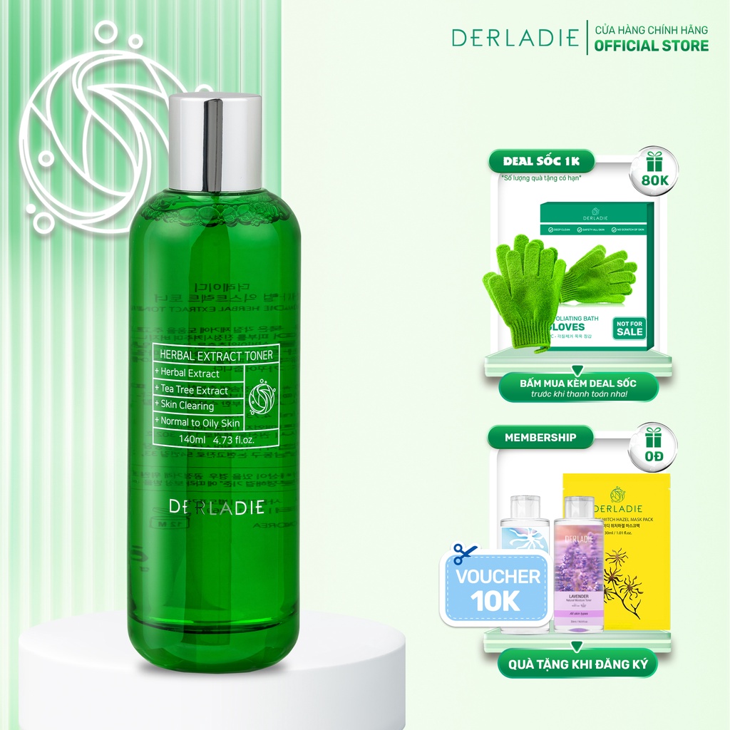 Toner Tràm Trà Giảm Mụn Sau 7 Ngày Derladie Herbal Extract 140ml