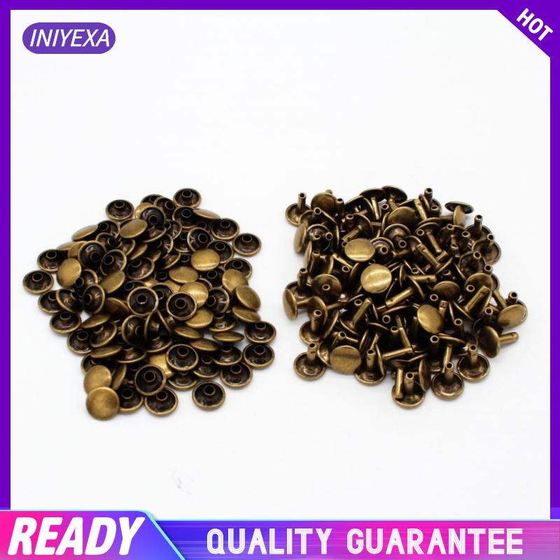 Set 100 Đinh Tán Hai Mặt Bằng Kim Loại 2 Kích Thước Thay Thế Cho Đồ Da Thủ Công