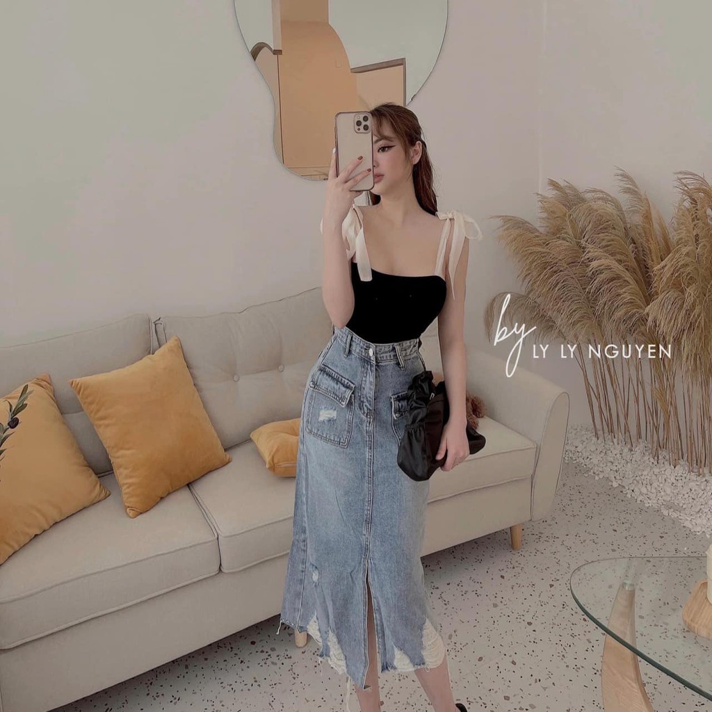 Chân váy XẺ TRƯỚC 1236(Kèm ảnh thật)