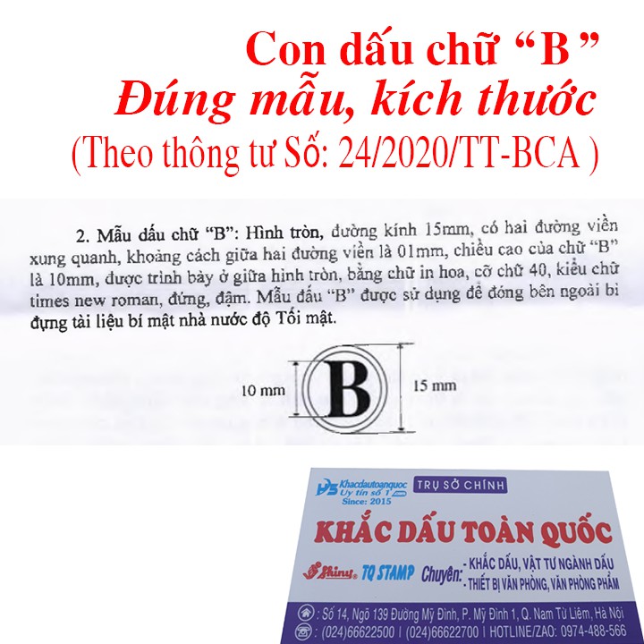 Con dấu chữ &quot;B&quot; (Theo thông tư số 24/2020/TT-BCA )