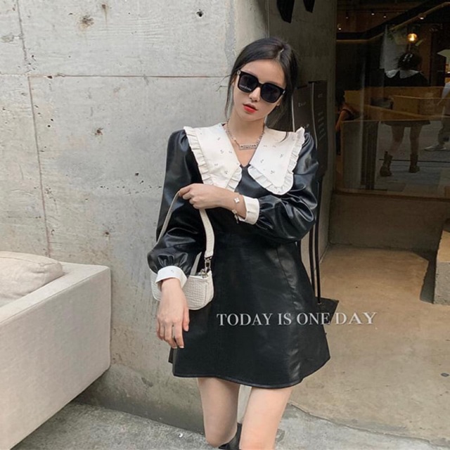 Váy da xoè A tay dài bồng tiểu thư độc đáo cá tính