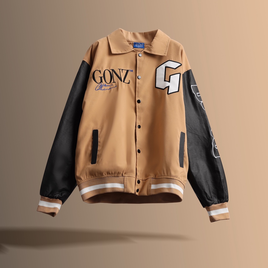 Áo Khoác Form Rộng Phối Tay Da Leather Sleeve Jacket Gonz